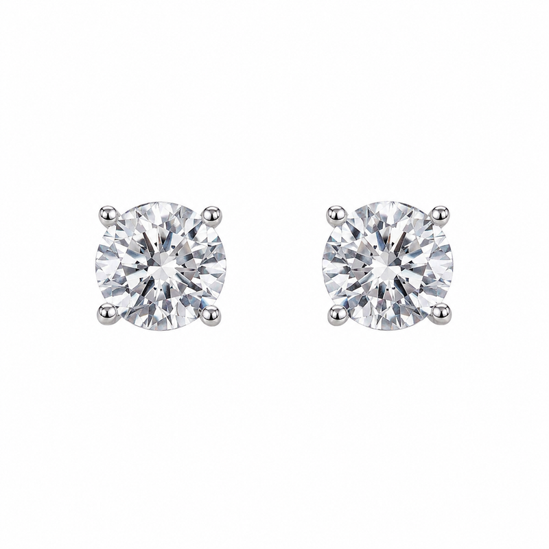 Silver and moissanite stud earrings for office Western and Indian outfits