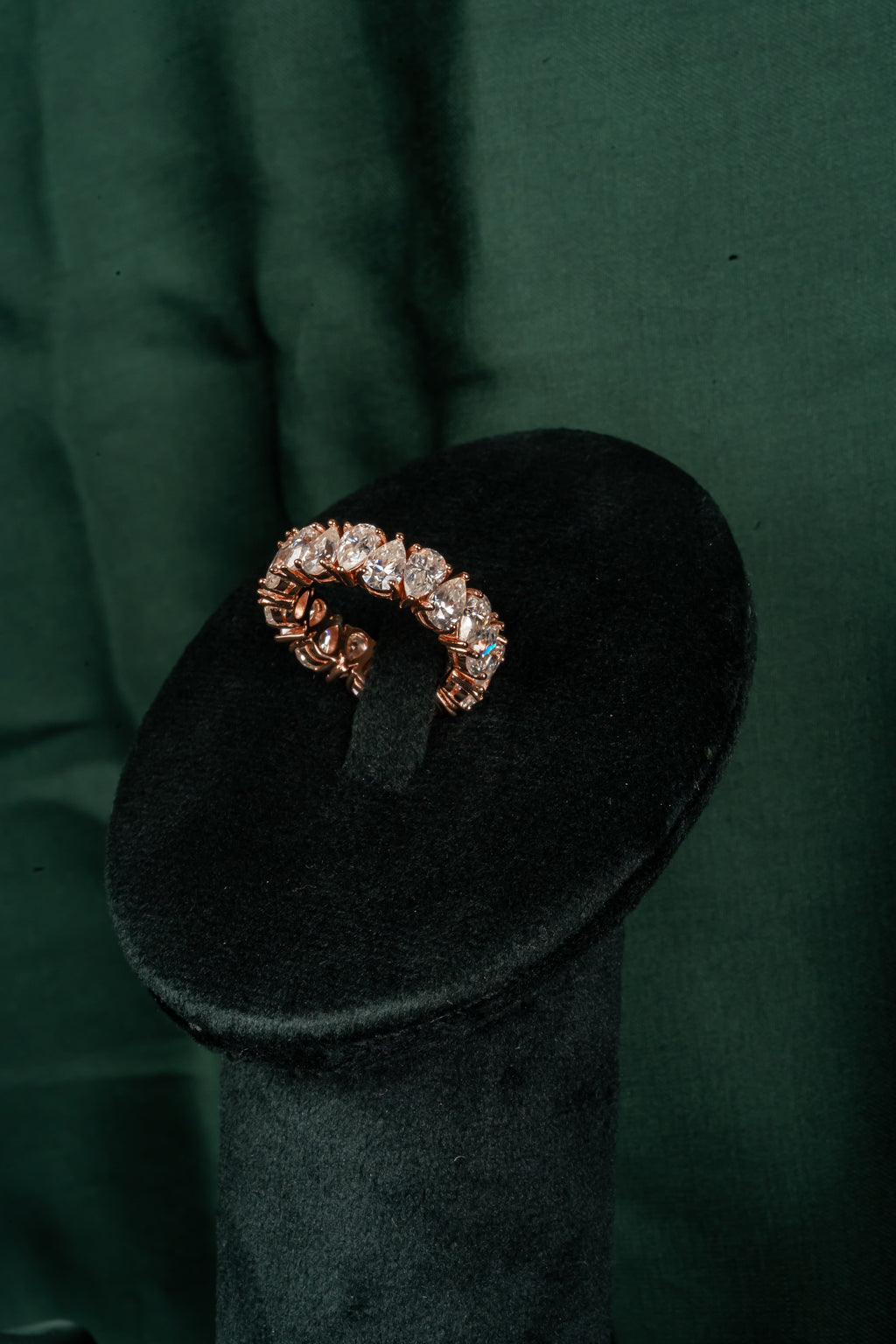 Rose Gold Ember Row Ring – Front View – Rose Gold Moissanite – Myraé