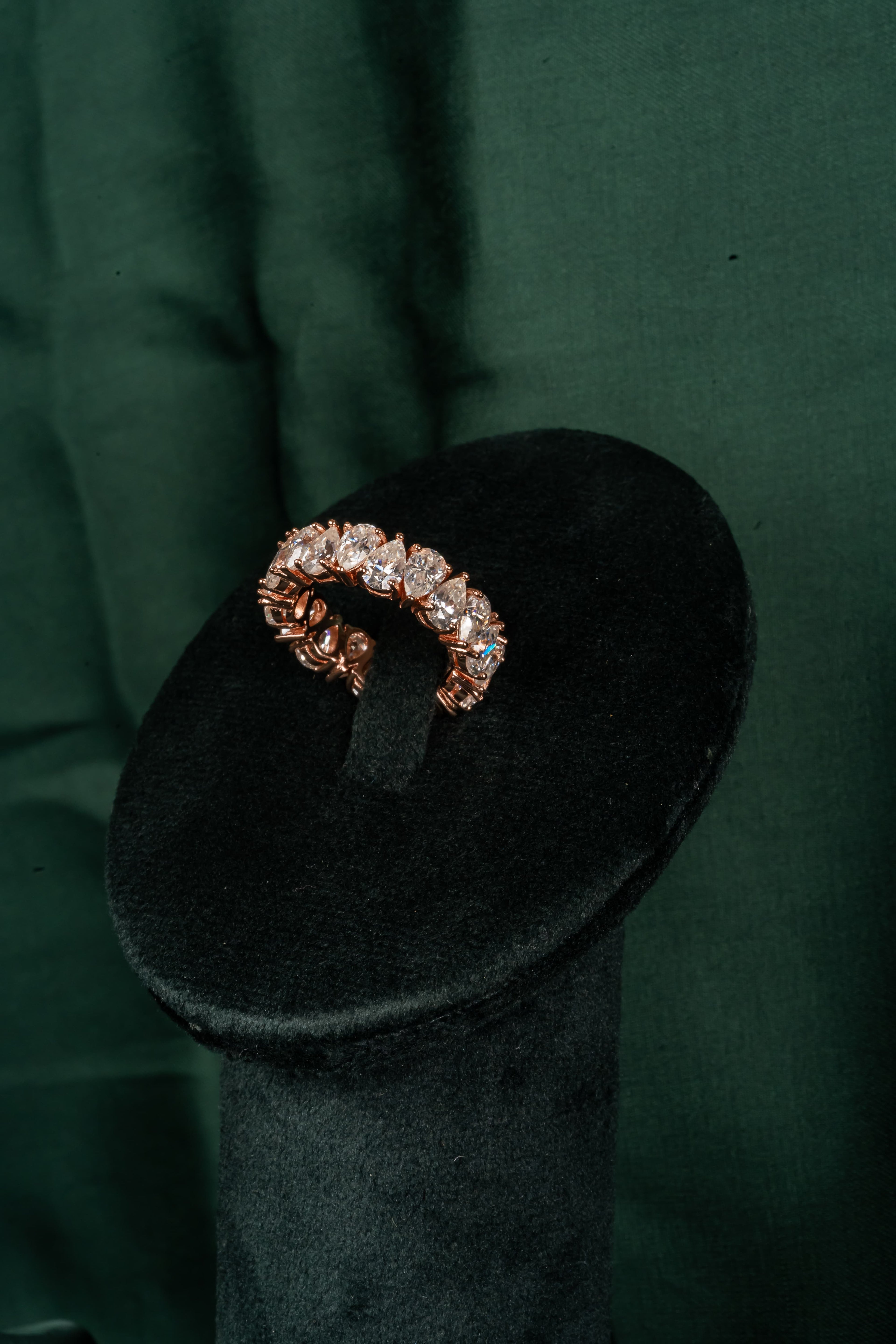 Rose Gold Ember Row Ring – Front View – Rose Gold Moissanite – Myraé