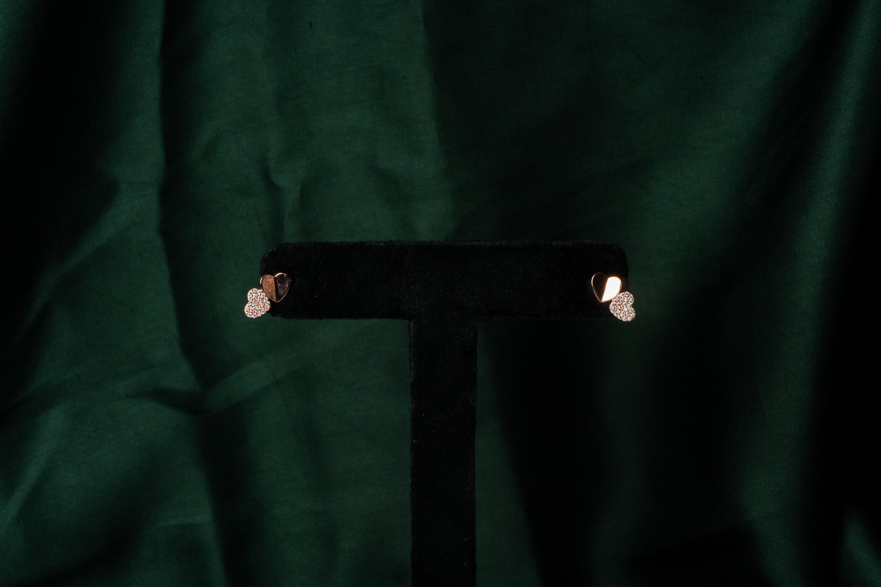 ROSE GOLD TWIN HEART STUD EARRINGS