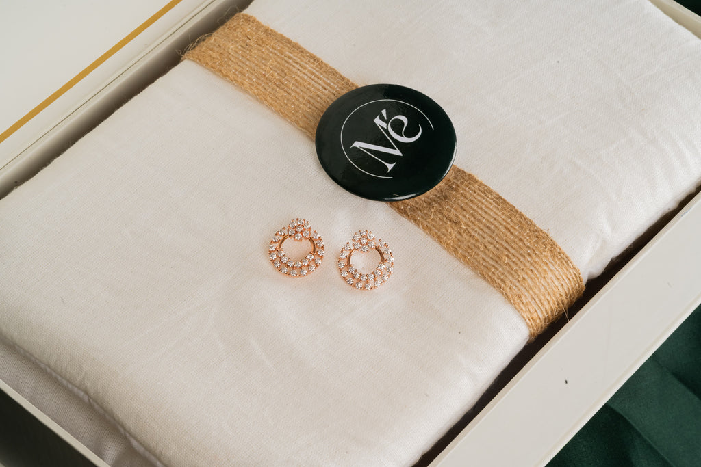 Rose Gold Wreath Stud Earrings – Side View – Rose Gold Moissanite – Myraé