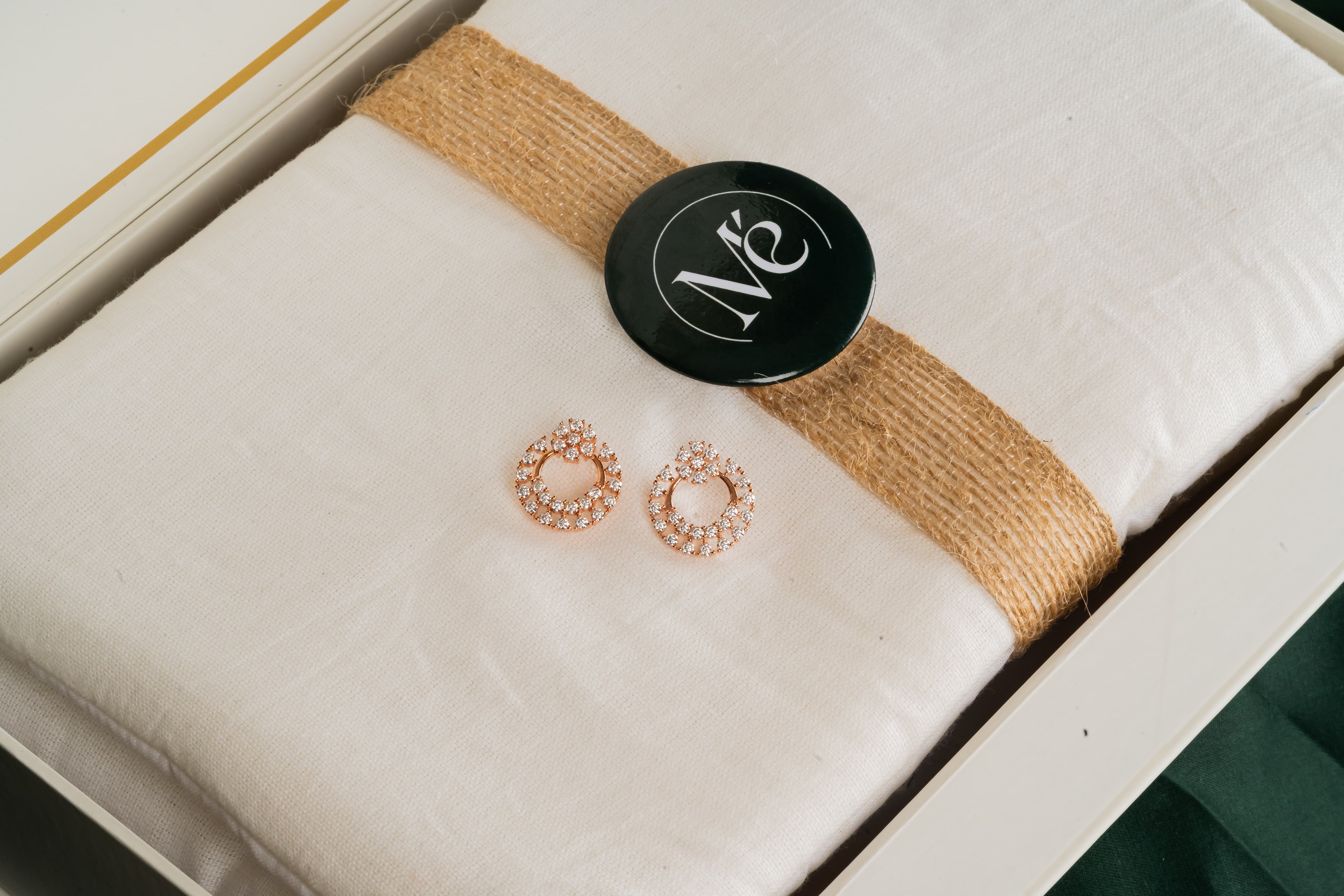 Rose Gold Wreath Stud Earrings – Side View – Rose Gold Moissanite – Myraé