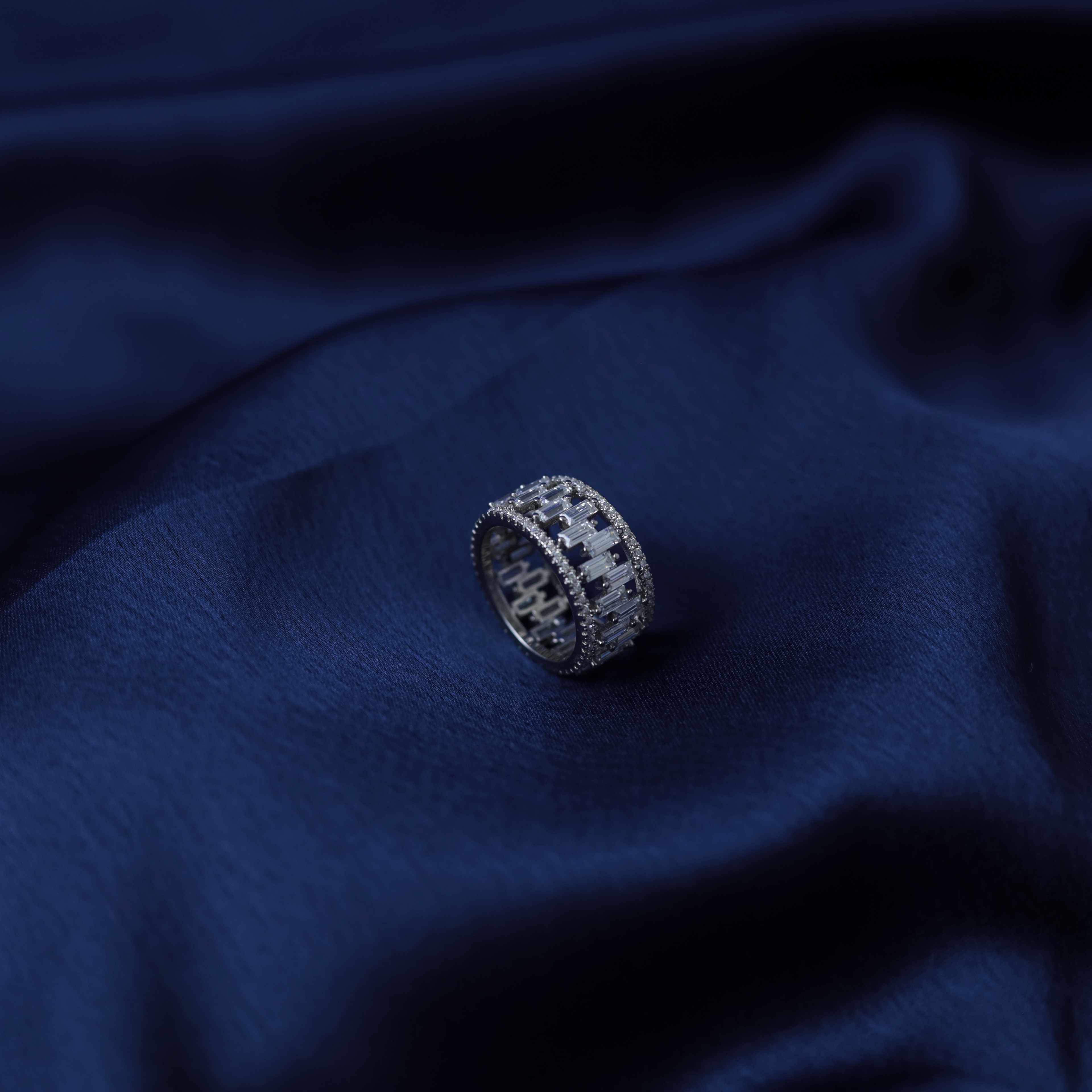 Constellation Pave Ring – Side View – Silver Moissanite – Myraé