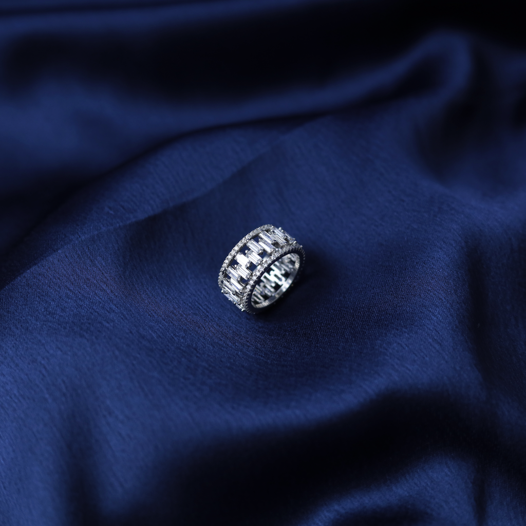 Constellation Pave Ring – Front View – Silver Moissanite – Myraé