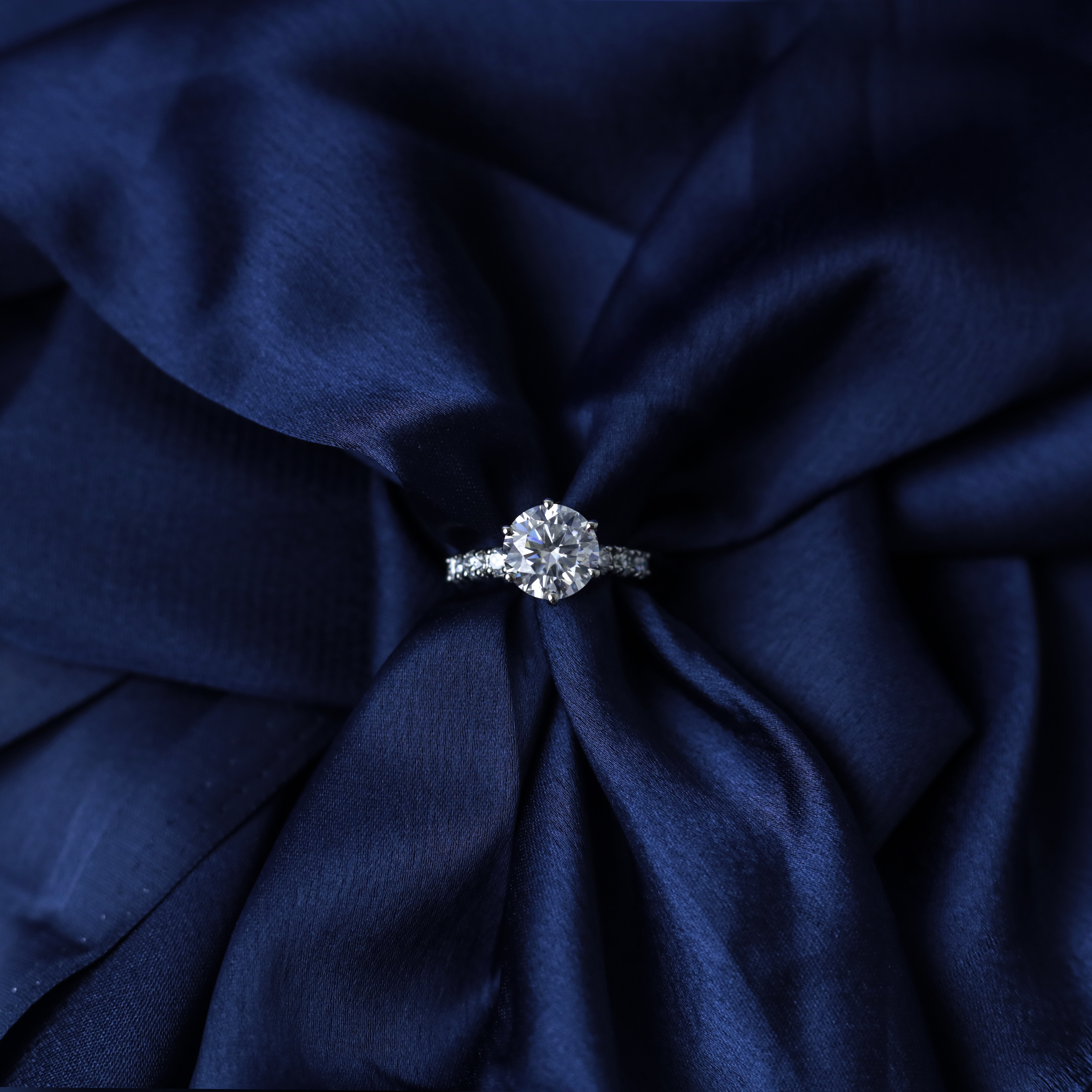 Timeless Halo Ring – Front View – Silver Moissanite – Myraé