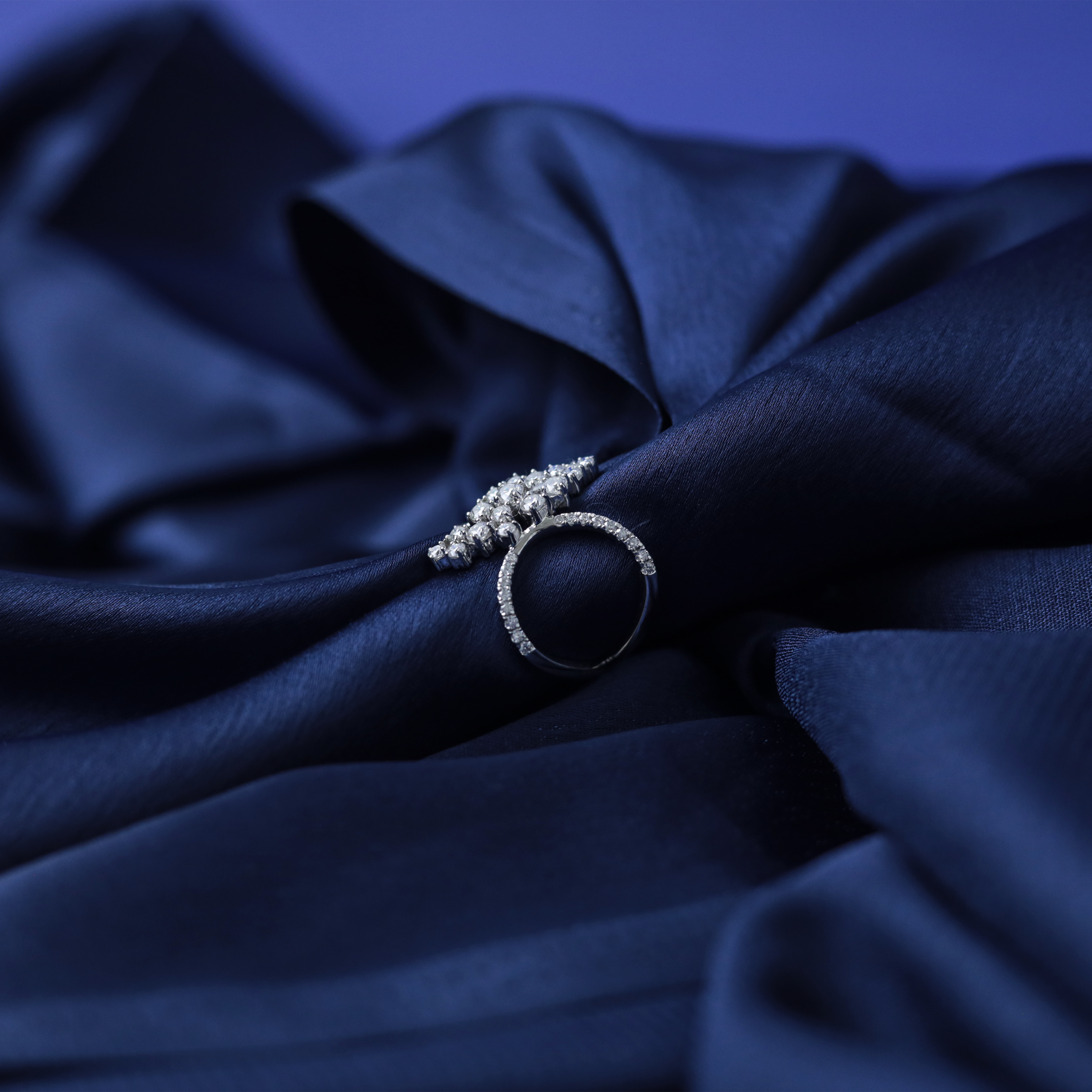 Sunburst Celebration Ring – Side View – Silver Moissanite – Myraé