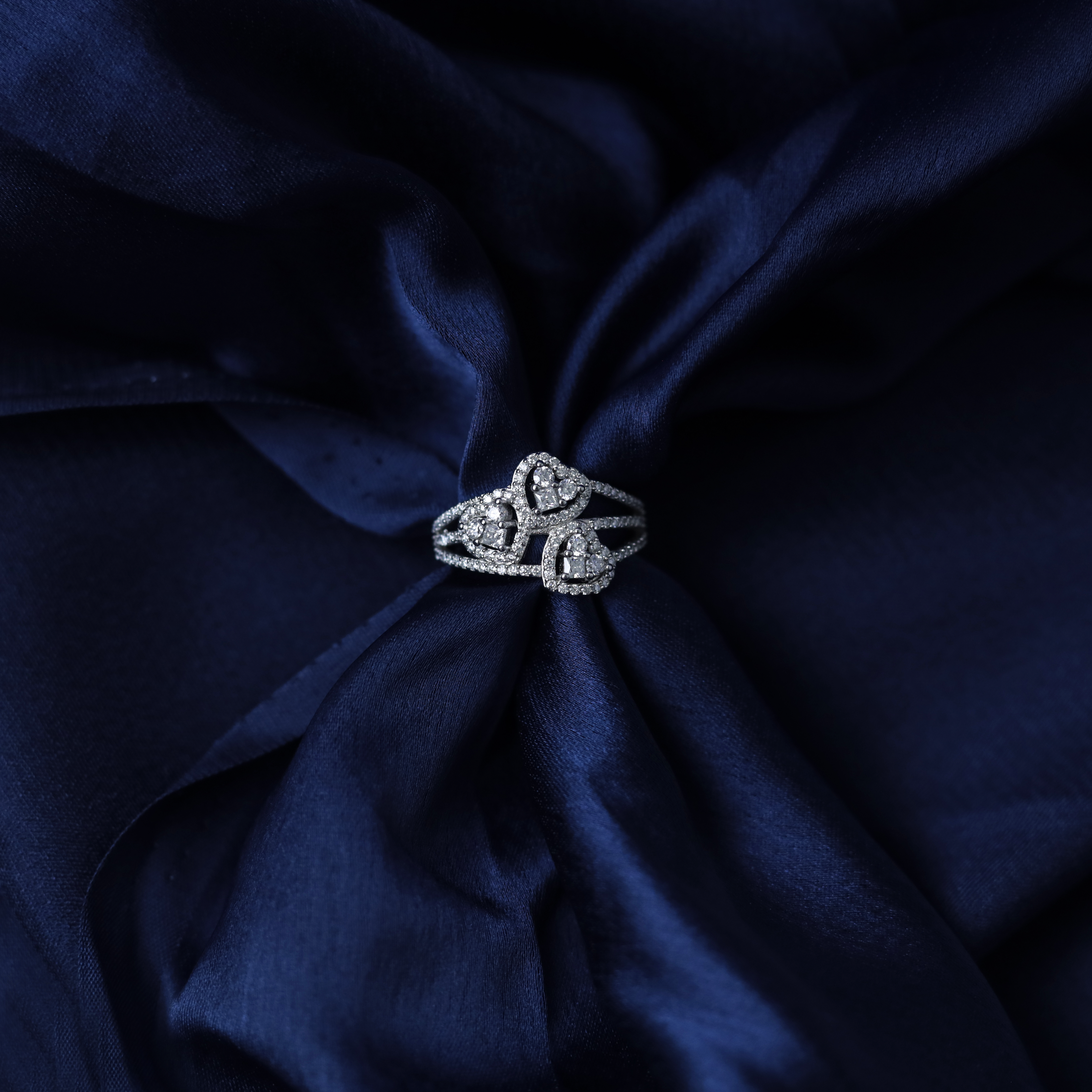 Marquise Leaf Cluster Ring – Silver Marquise Moissanite Ring – Myraé