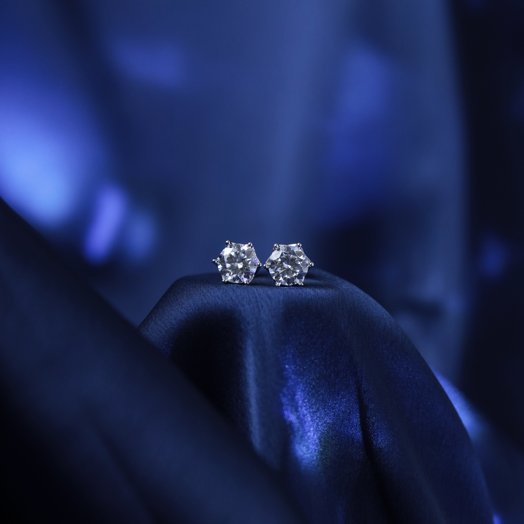 Everyday Grace Studs – Silver Moissanite Stud Earrings – Myraé