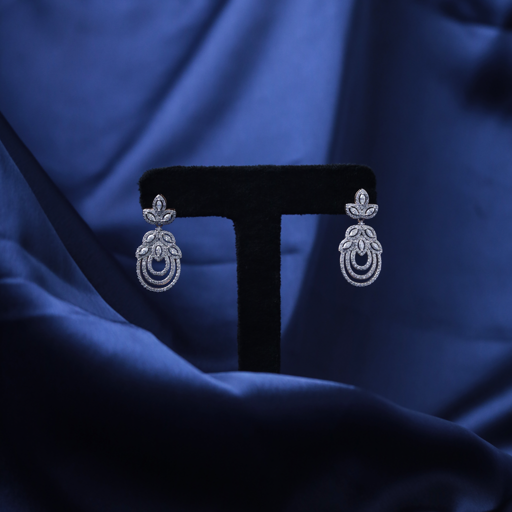 Heritage Chandelier Earrings – Silver Pave Moissanite Drop Earrings – Myraé