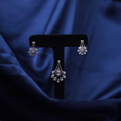 Deco Heirloom Drop Earrings – Silver Moissanite Drop Earrings – Myraé