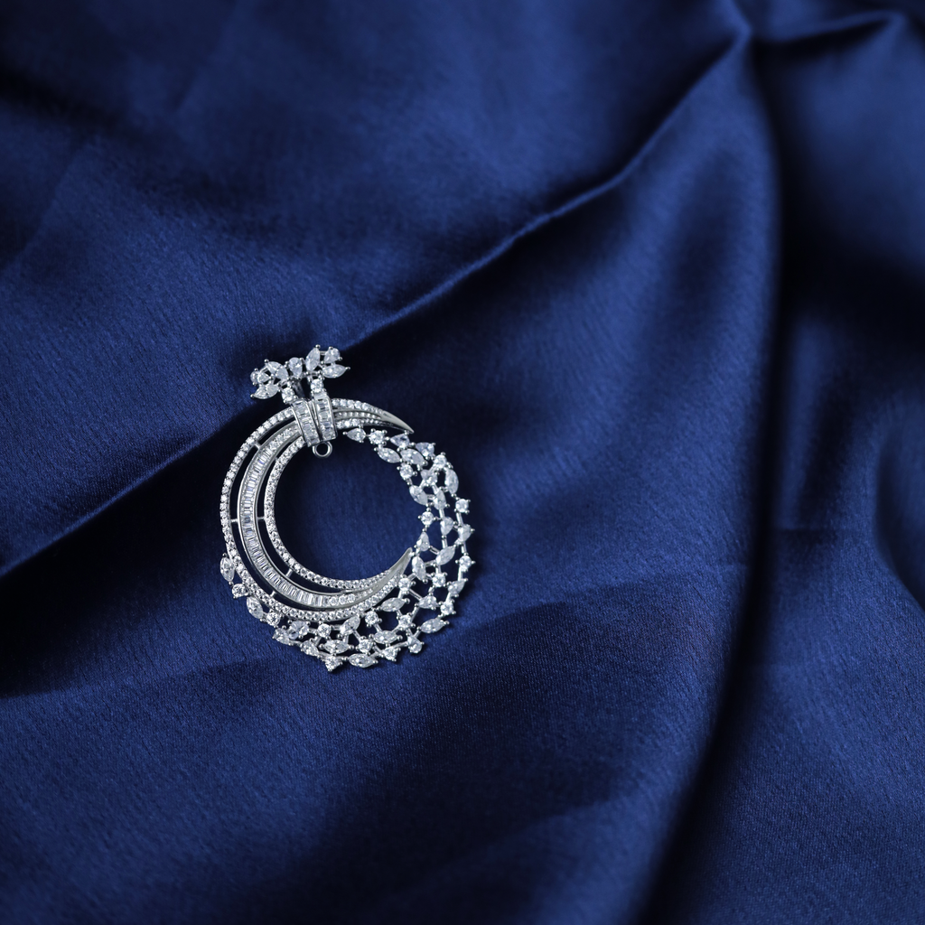 Celestial Wing Earrings – Detail View – Silver Moissanite – Myraé