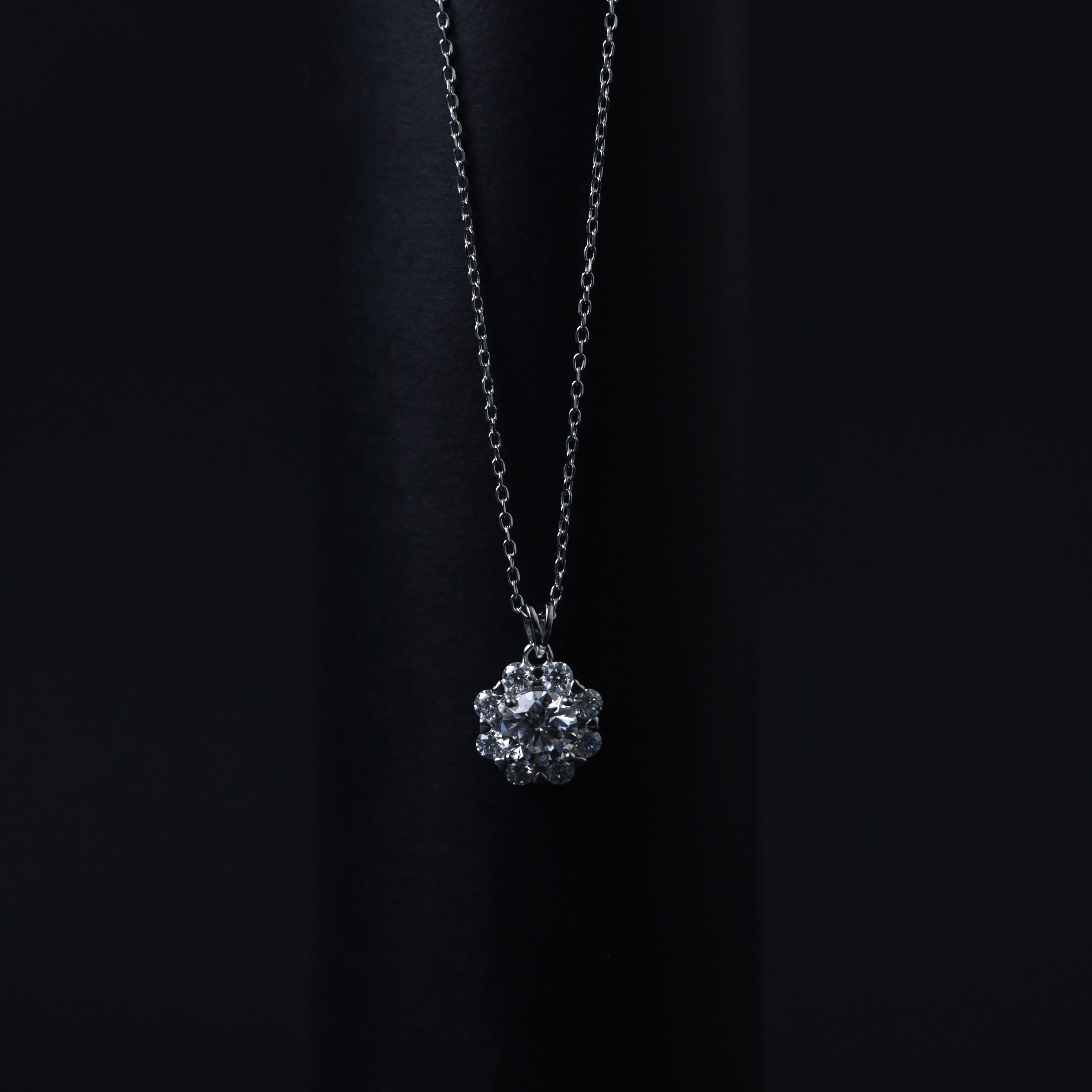 Wildflower Pendant – Front View – Sterling Silver Moissanite – Myraé