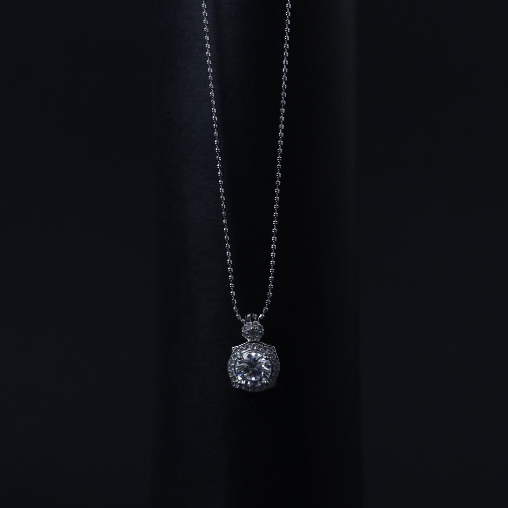 Cushion Grace Pendant – Silver Moissanite Pendant – Myraé