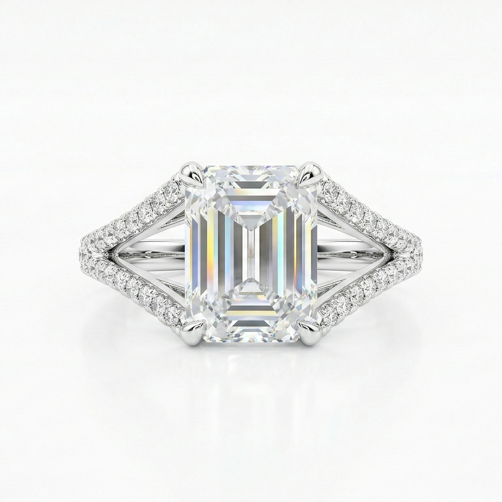 Entwined Emerald Ring – Silver Emerald Moissanite Ring – Myraé