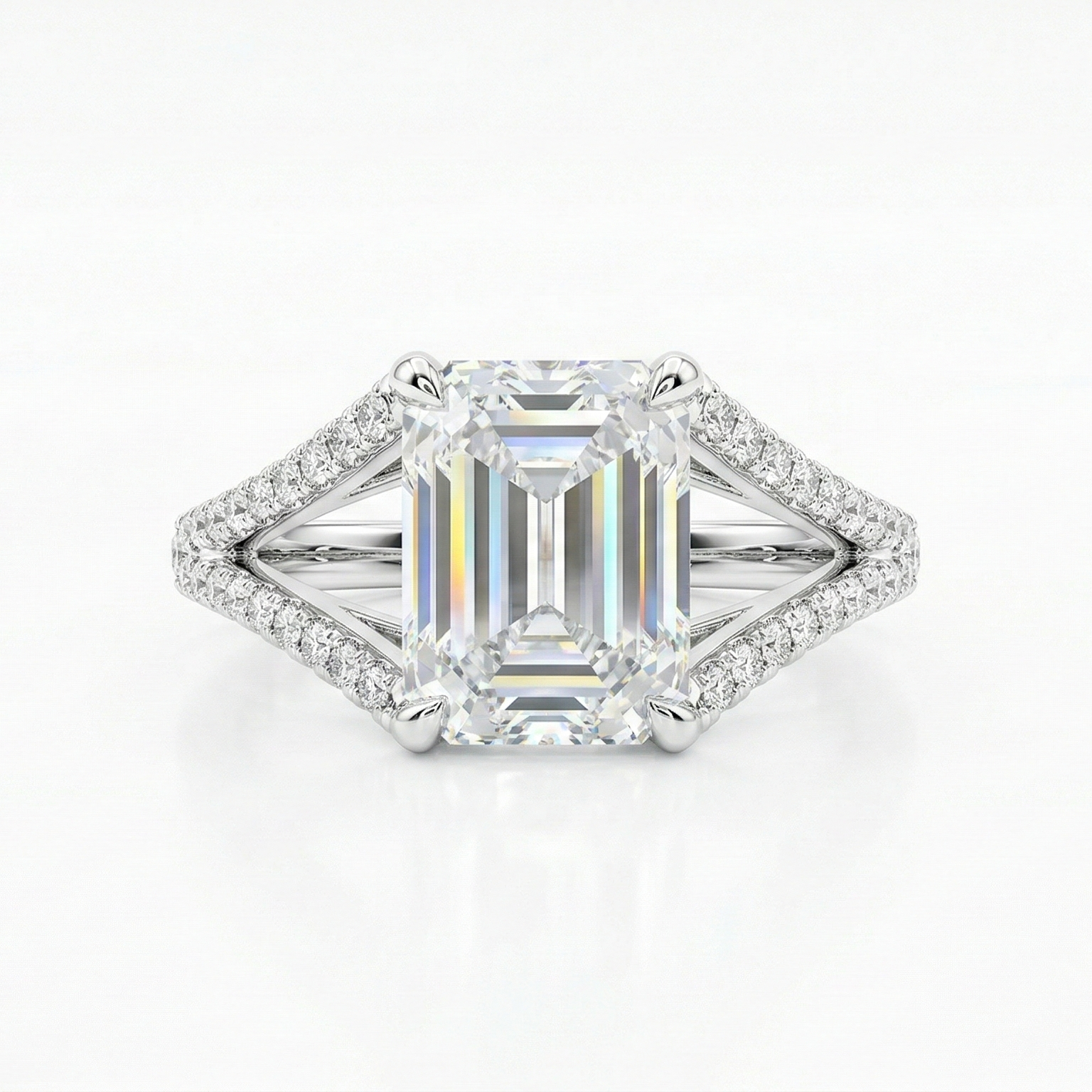 Entwined Emerald Ring – Silver Emerald Moissanite Ring – Myraé