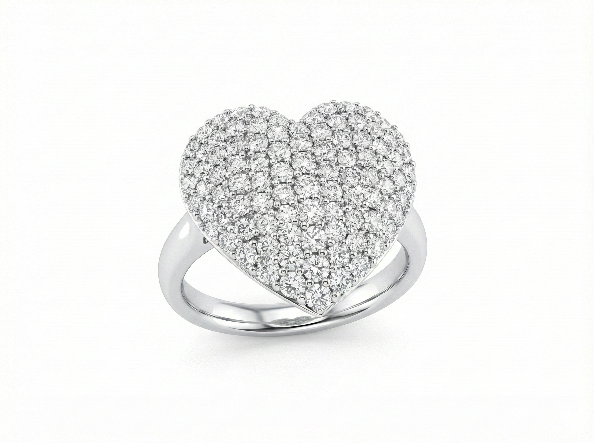 Silver Pavé Full Heart Ring – Silver Pave Moissanite Heart Ring – Myraé