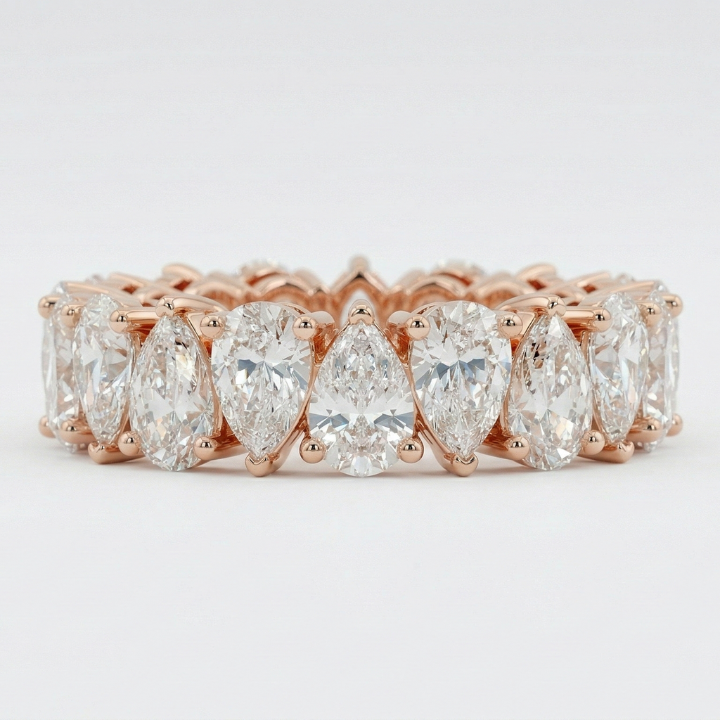Rose Gold Ember Row Ring – Rose Gold Moissanite Ring – Myraé