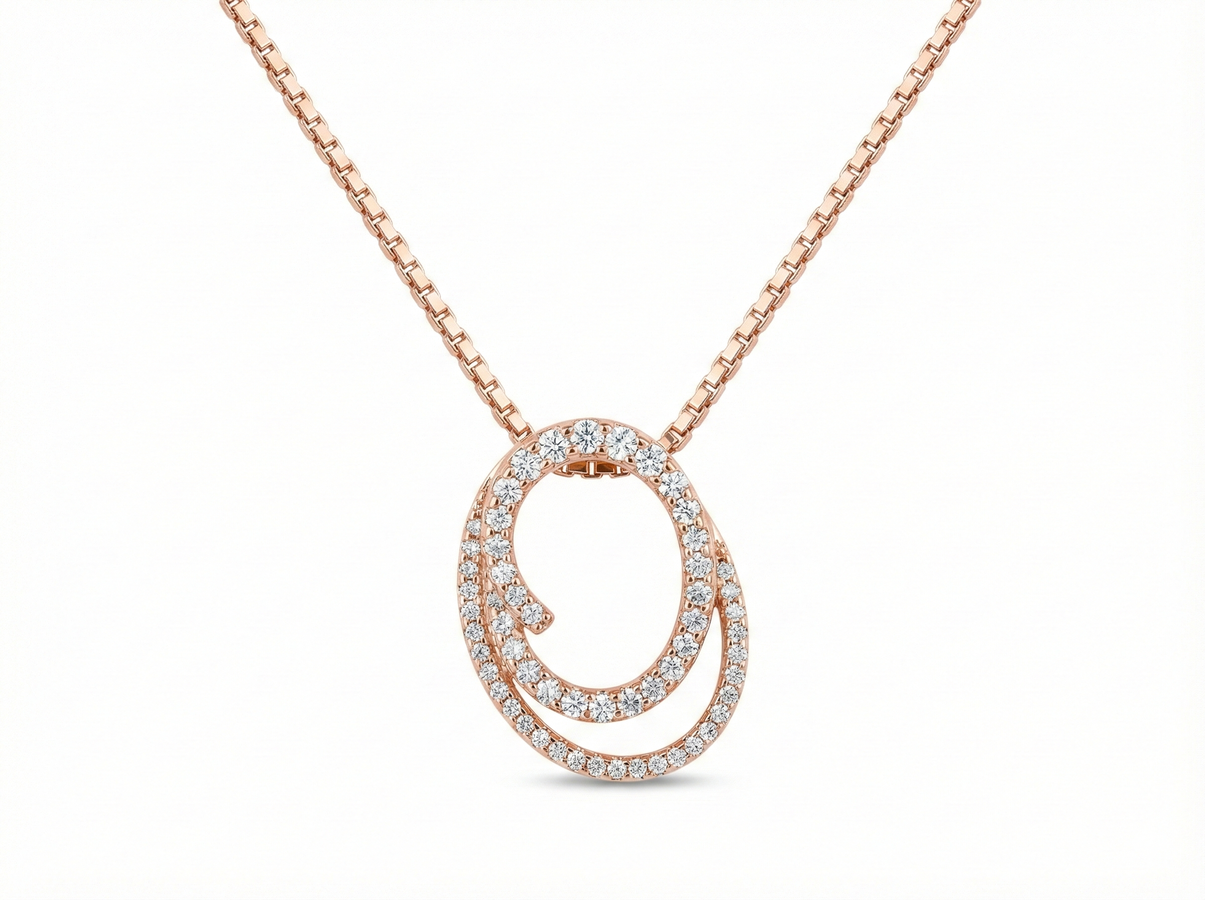 Rose Gold Revolve Pendant – Side View – Rose Gold Moissanite – Myraé