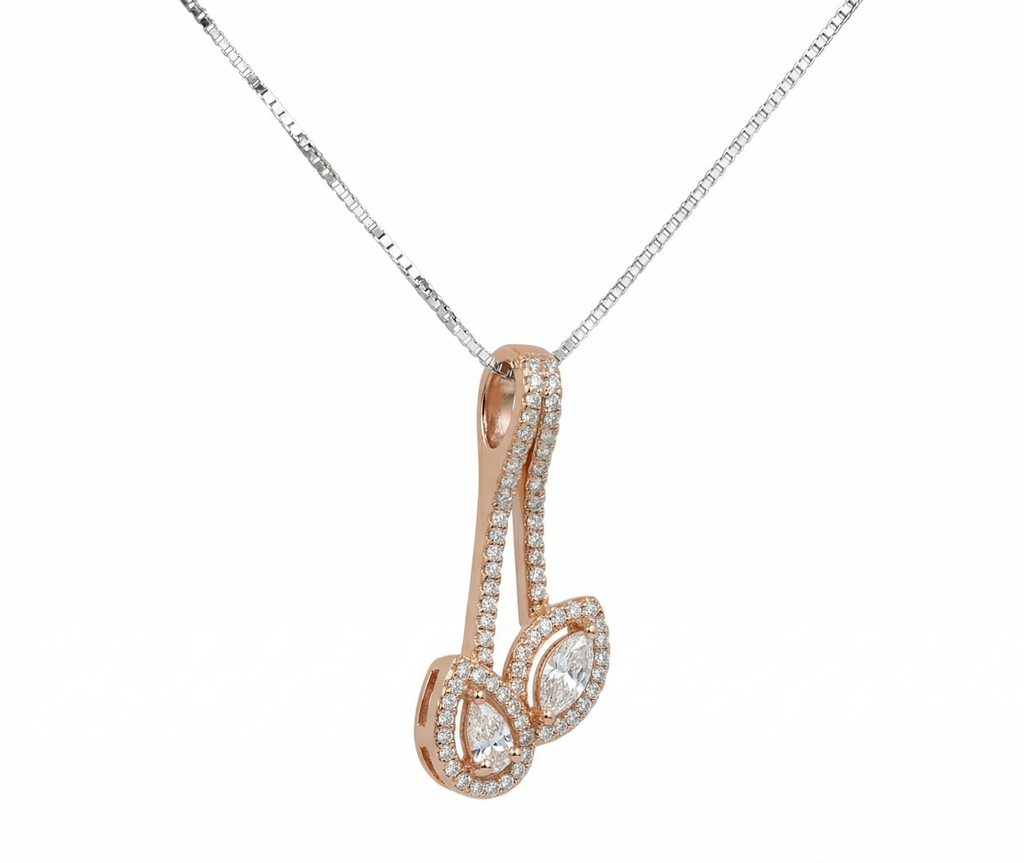 Rose Gold Tied Form Pendant – Rose Gold Moissanite Pendant – Myraé
