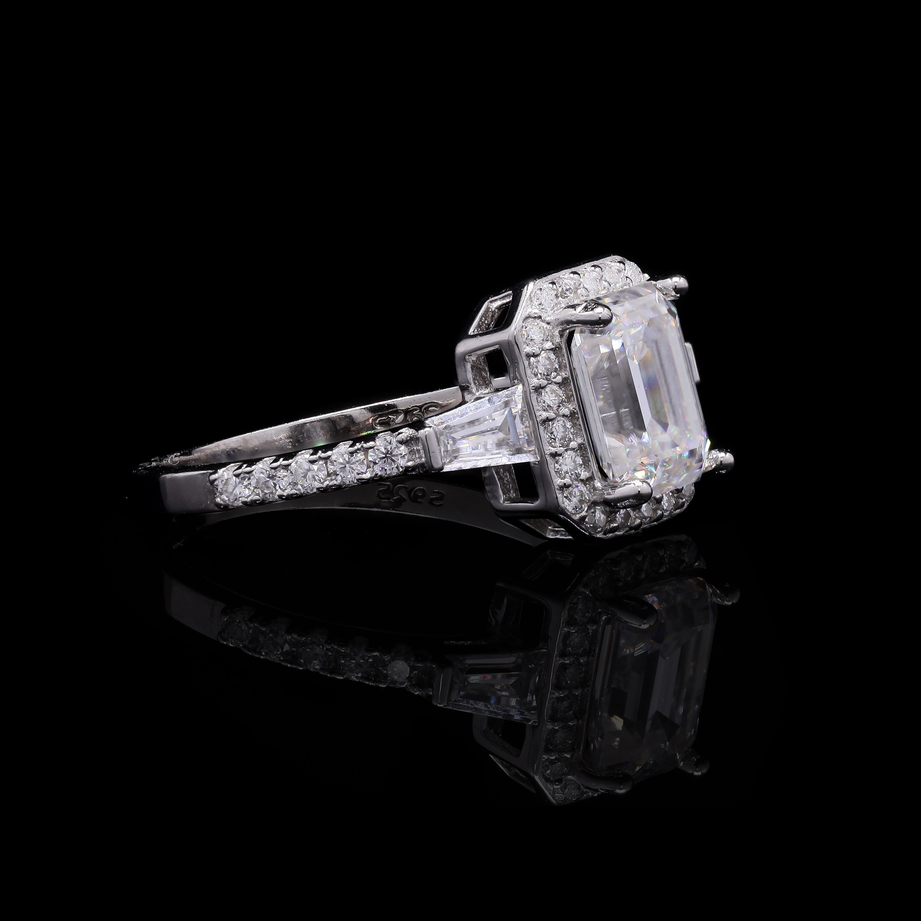 Baguette Halo Ring