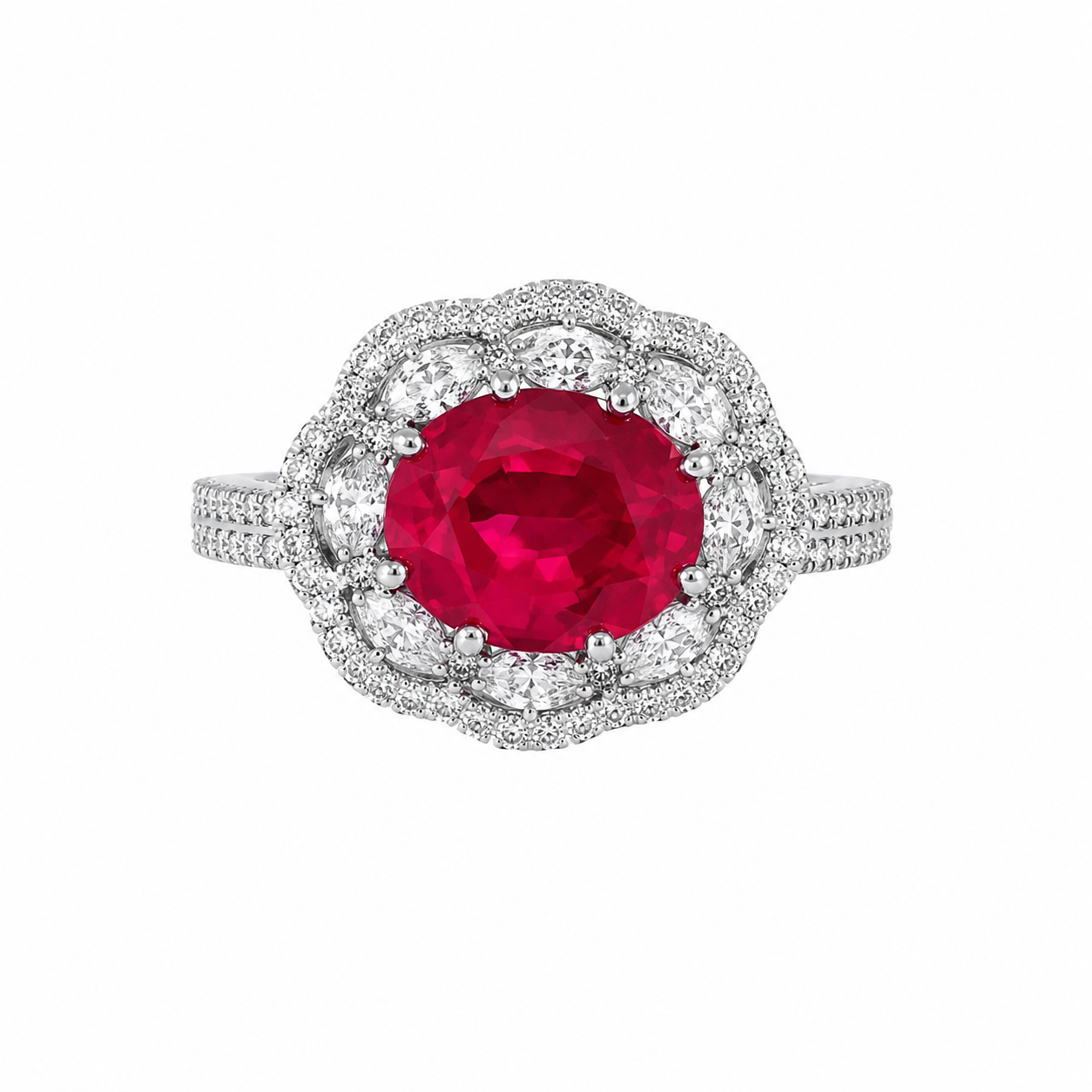 Ruby Halo Statement Ring – Myraé