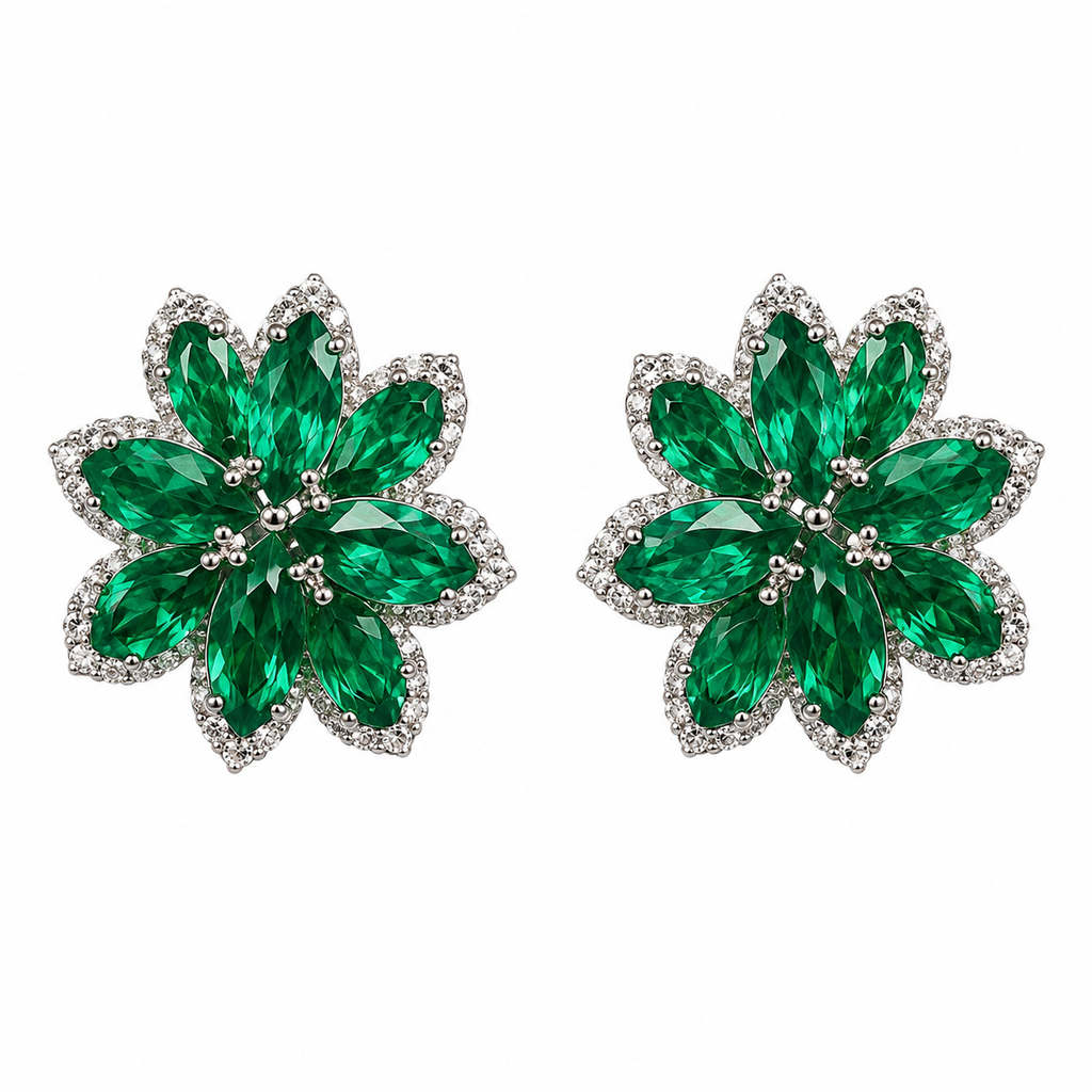 Emerald Petal Cluster Studs – Myraé