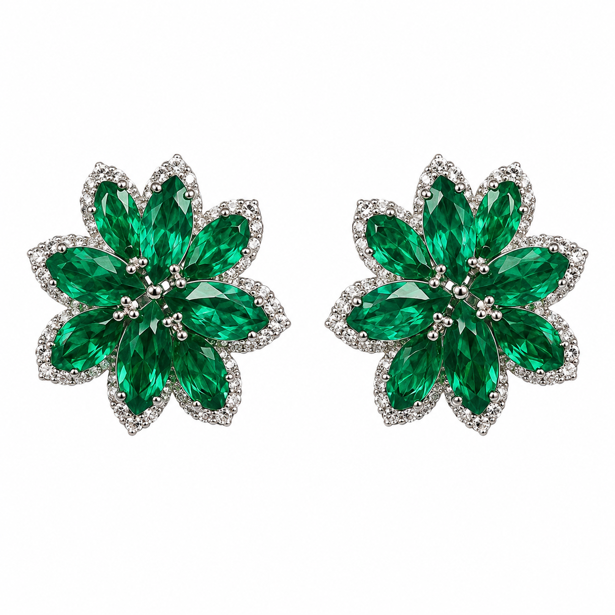 Emerald Petal Cluster Studs – Myraé