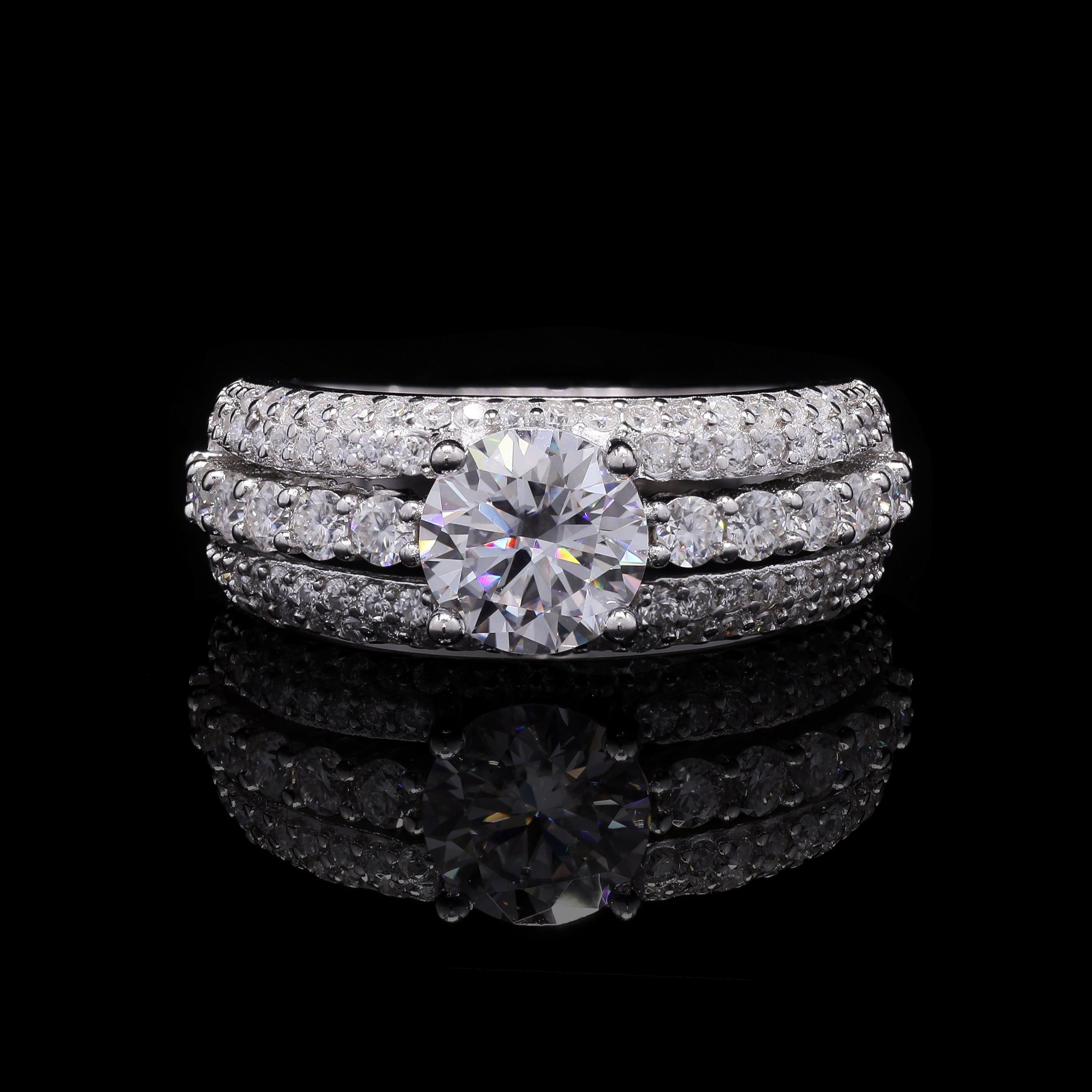 Grand Pave Solitaire Ring