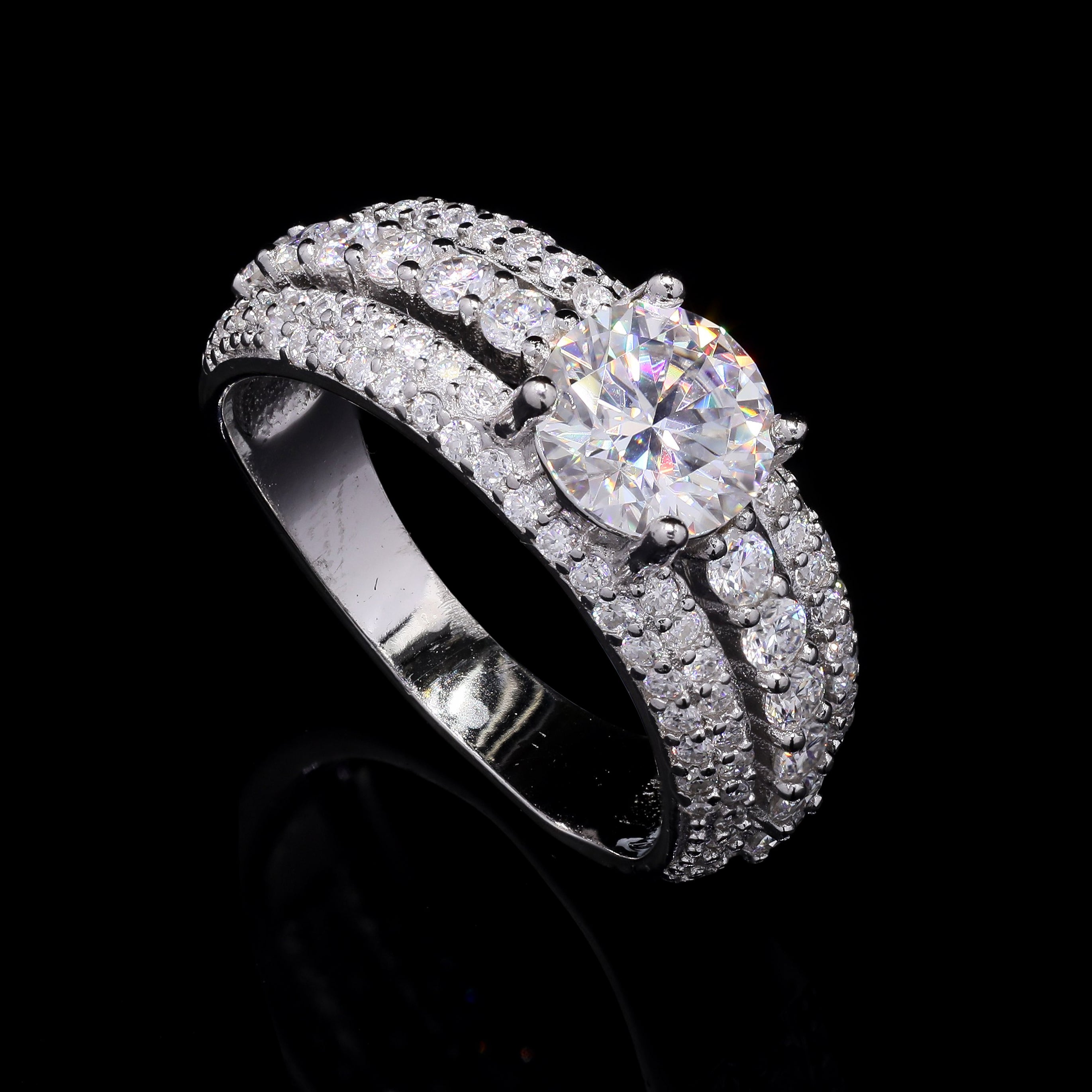 Grand Pave Solitaire Ring