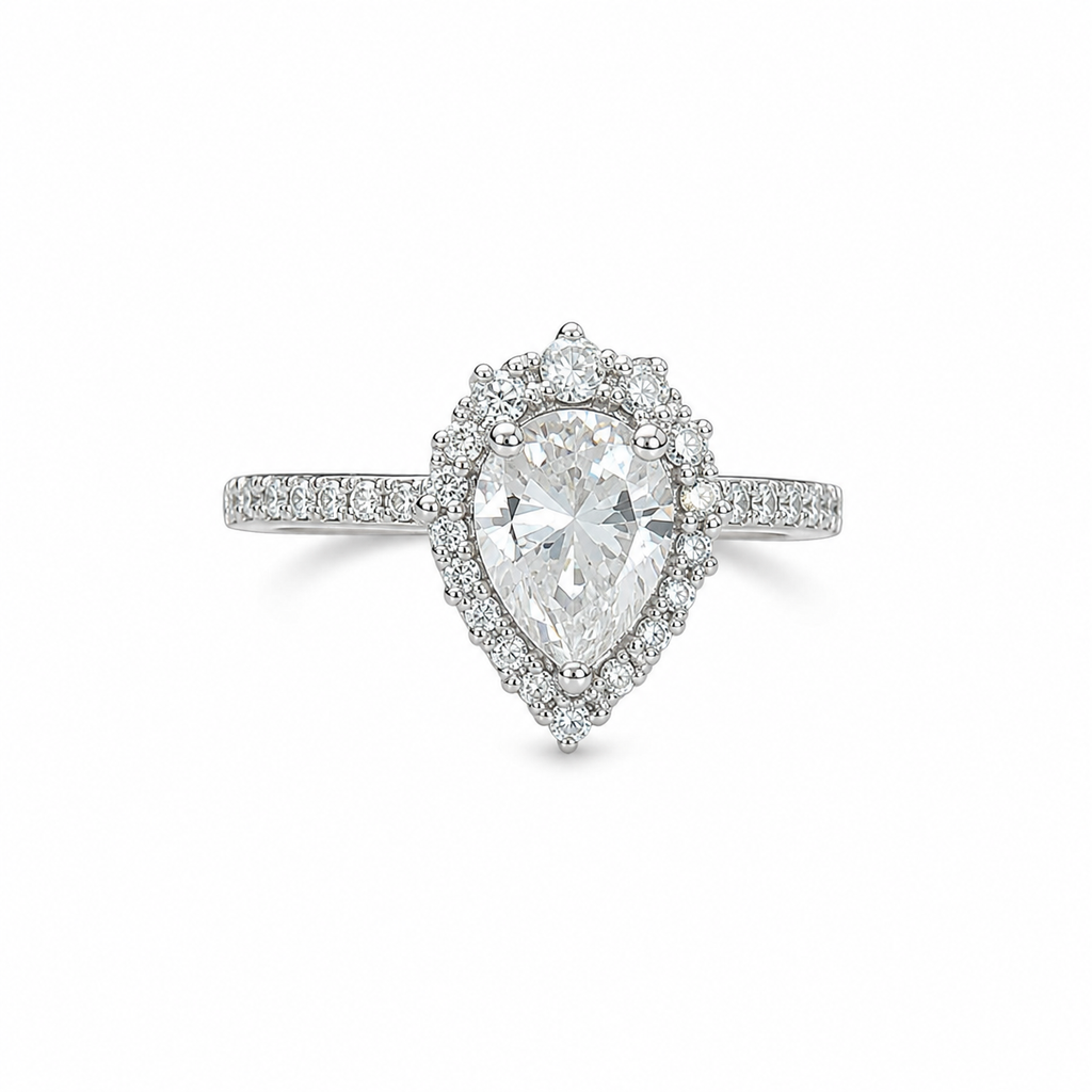 Pear Halo Ring
