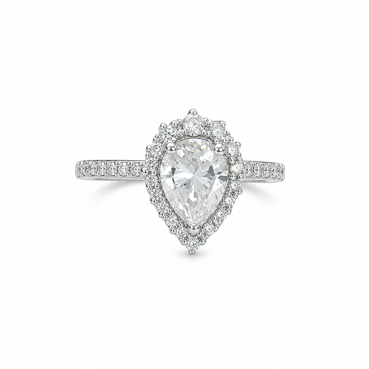 Pear Halo Ring