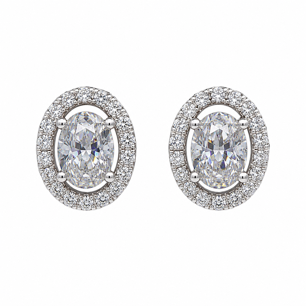 Oval Halo Studs