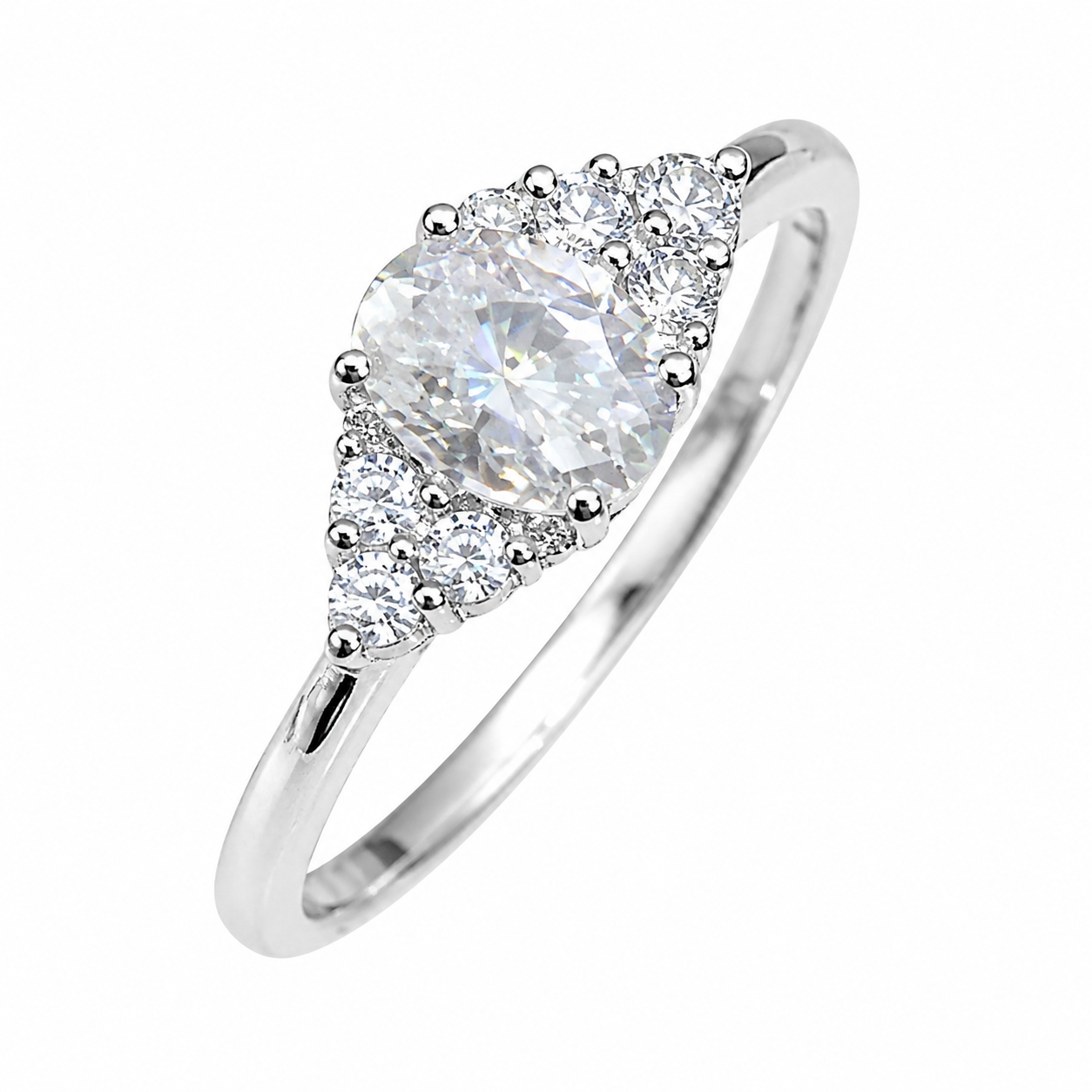Oval Shoulder Halo Ring