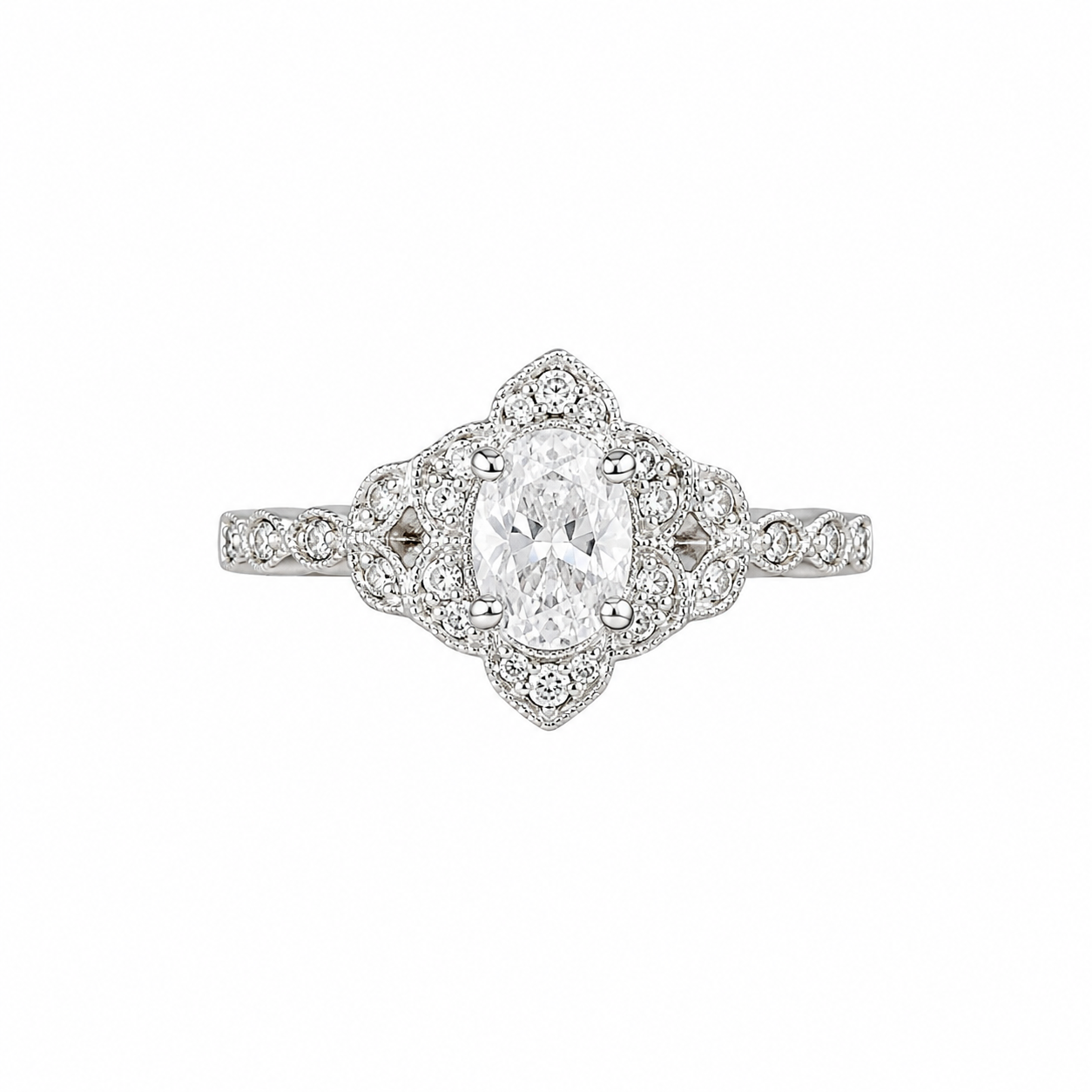 Vintage Scalloped Halo Ring