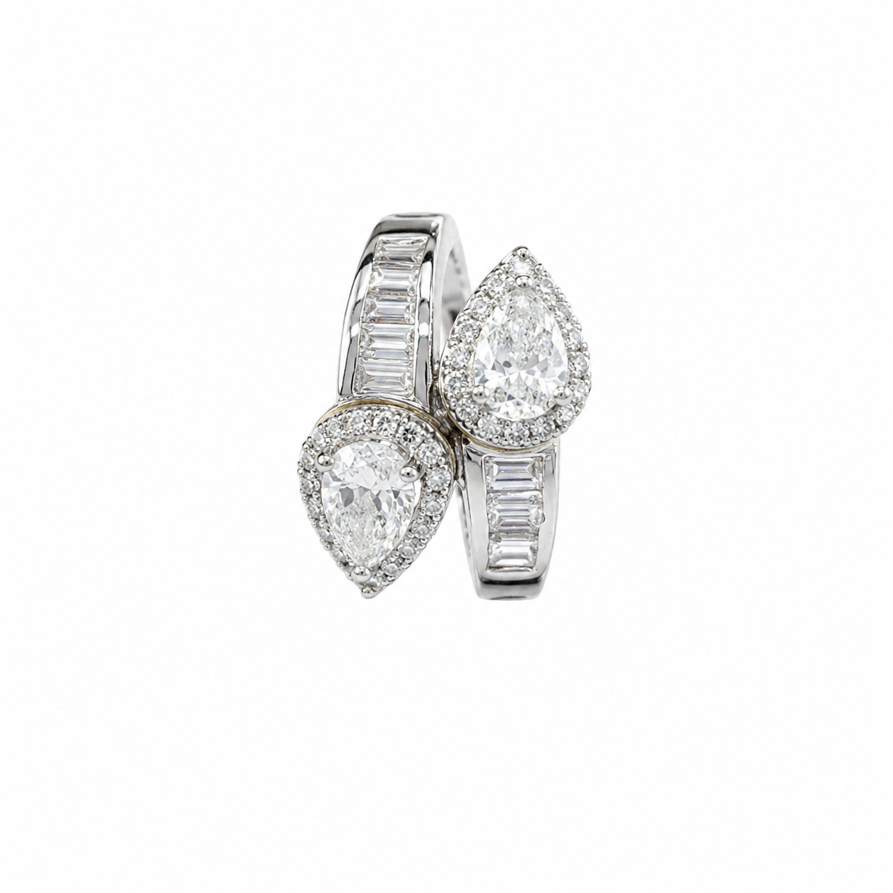 Dual Pear Halo Ring