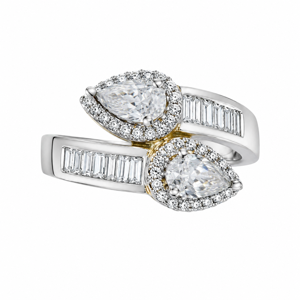 Dual Pear Halo Ring alternate angle