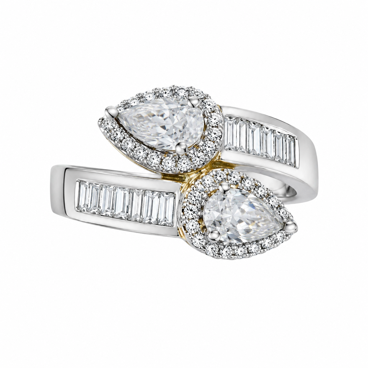 Dual Pear Halo Ring alternate angle