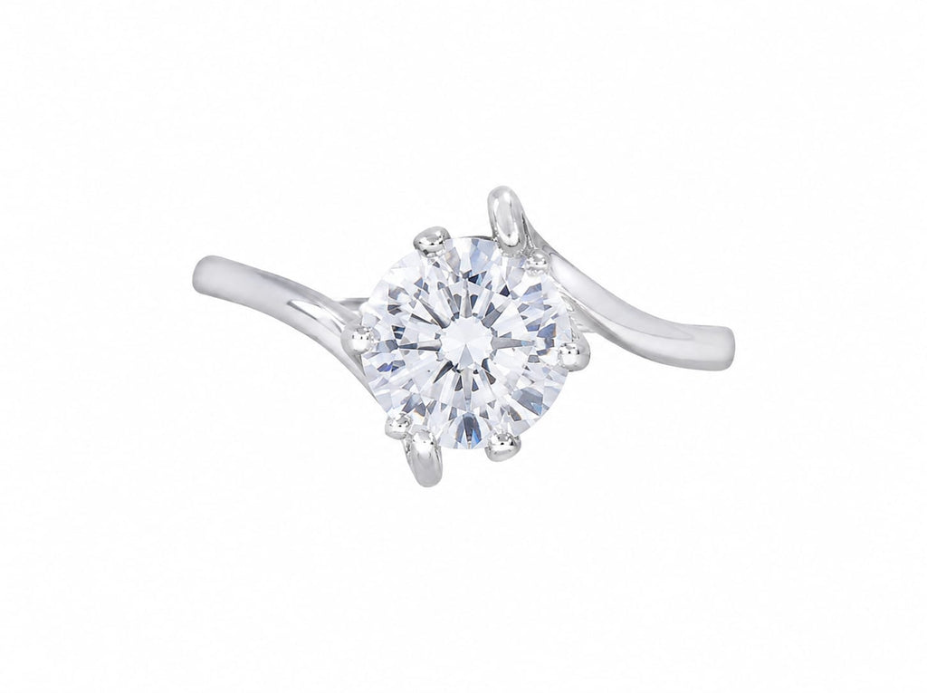 Wave Band Solitaire Ring