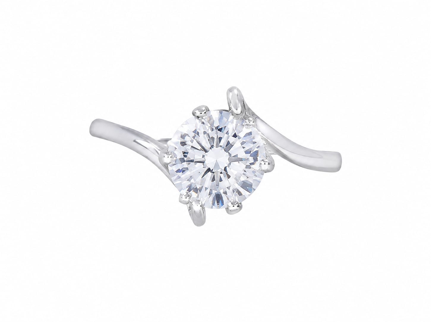 Wave Band Solitaire Ring