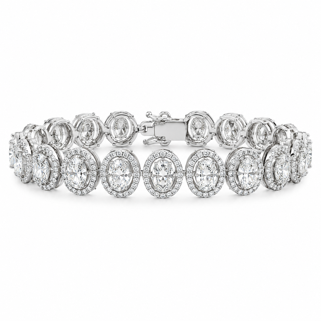 Oval Halo Tennis Bracelet