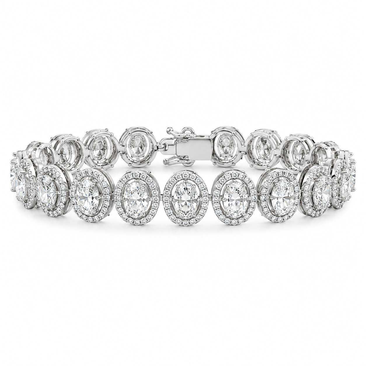 Oval Halo Tennis Bracelet