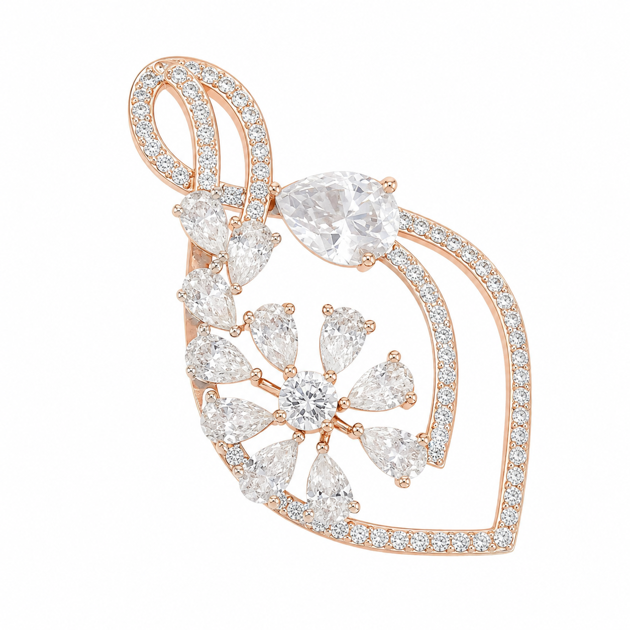 Rose Gold Floral Cluster Pendant