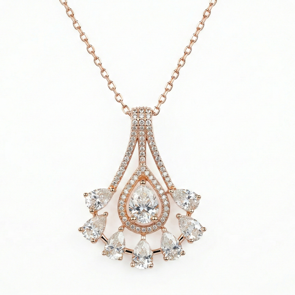 Deco Heirloom Pendant – Silver Moissanite Pendant – Myraé
