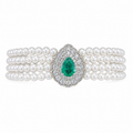 Pearl Emerald Halo Bracelet in 925 sterling silver by Myraé