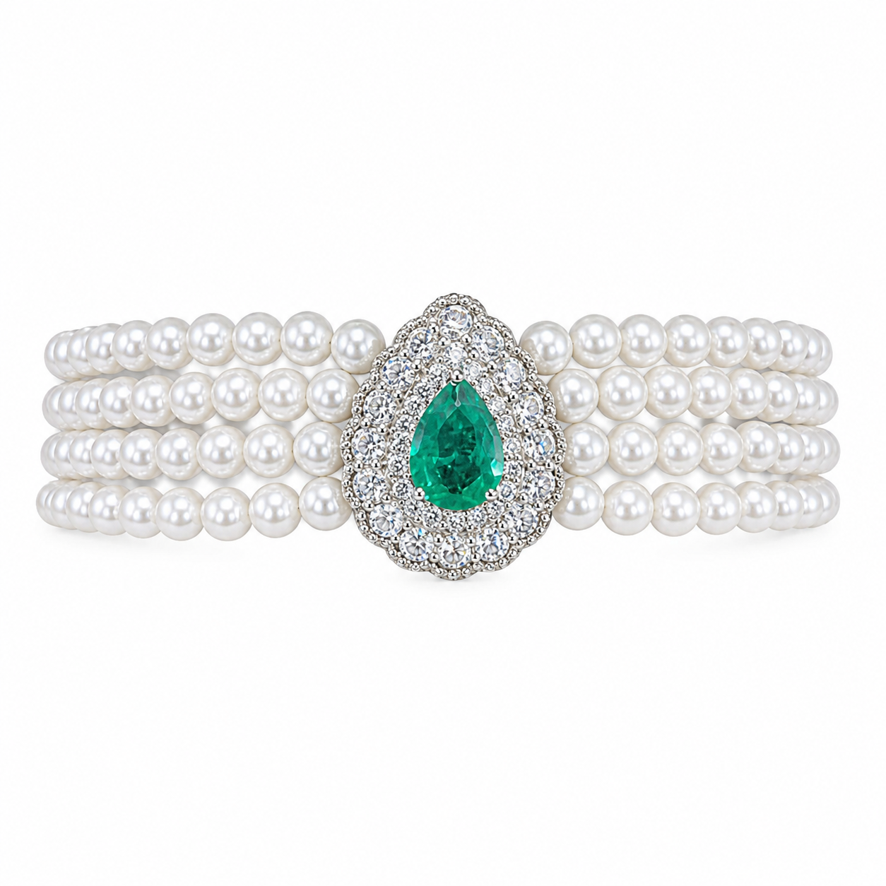 Pearl Emerald Halo Bracelet in 925 sterling silver by Myraé