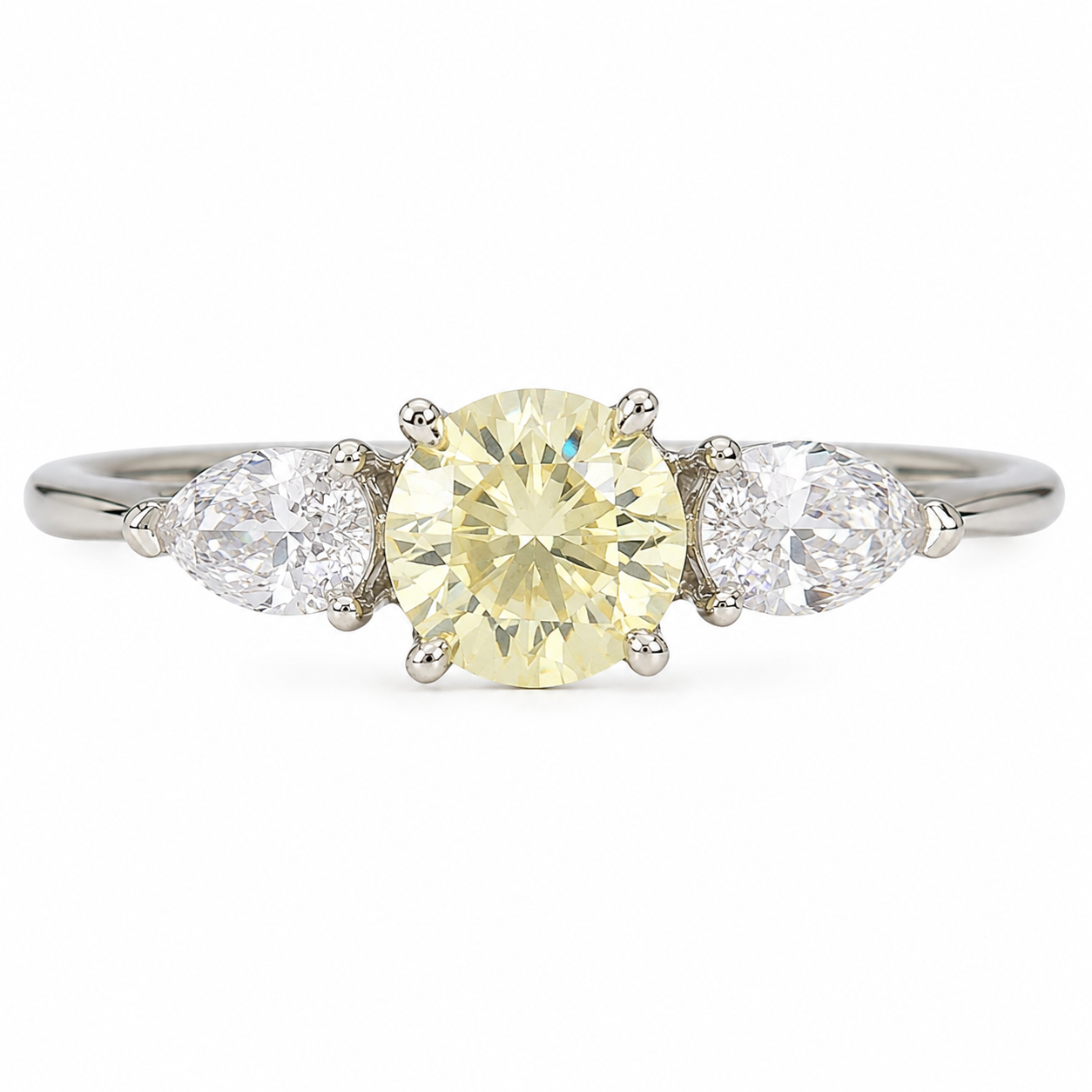 Canary Three Stone Ring