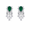 Emerald Fringe Chandelier Earrings in 925 sterling silver by Myraé