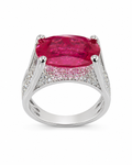 Oval Ruby Pave Cocktail Ring