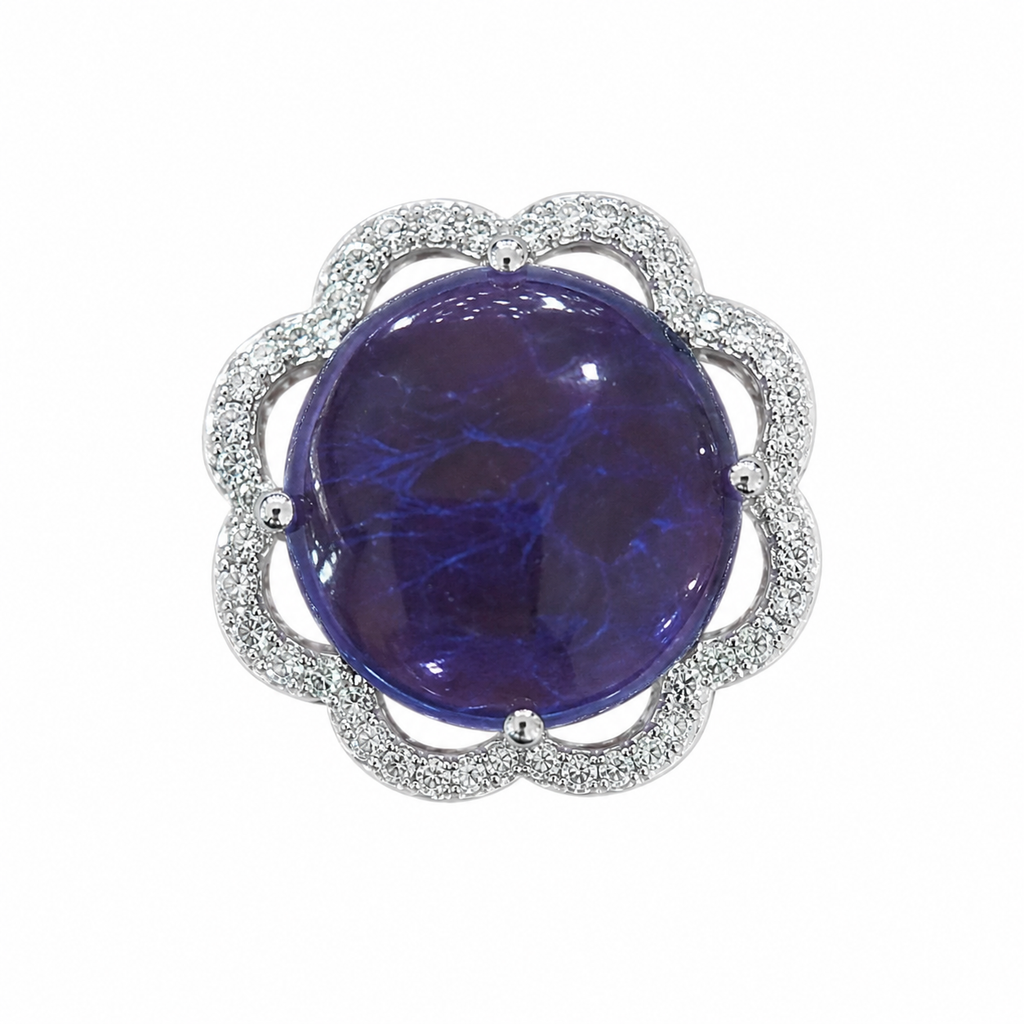 Tanzanite Cabochon Flower Ring