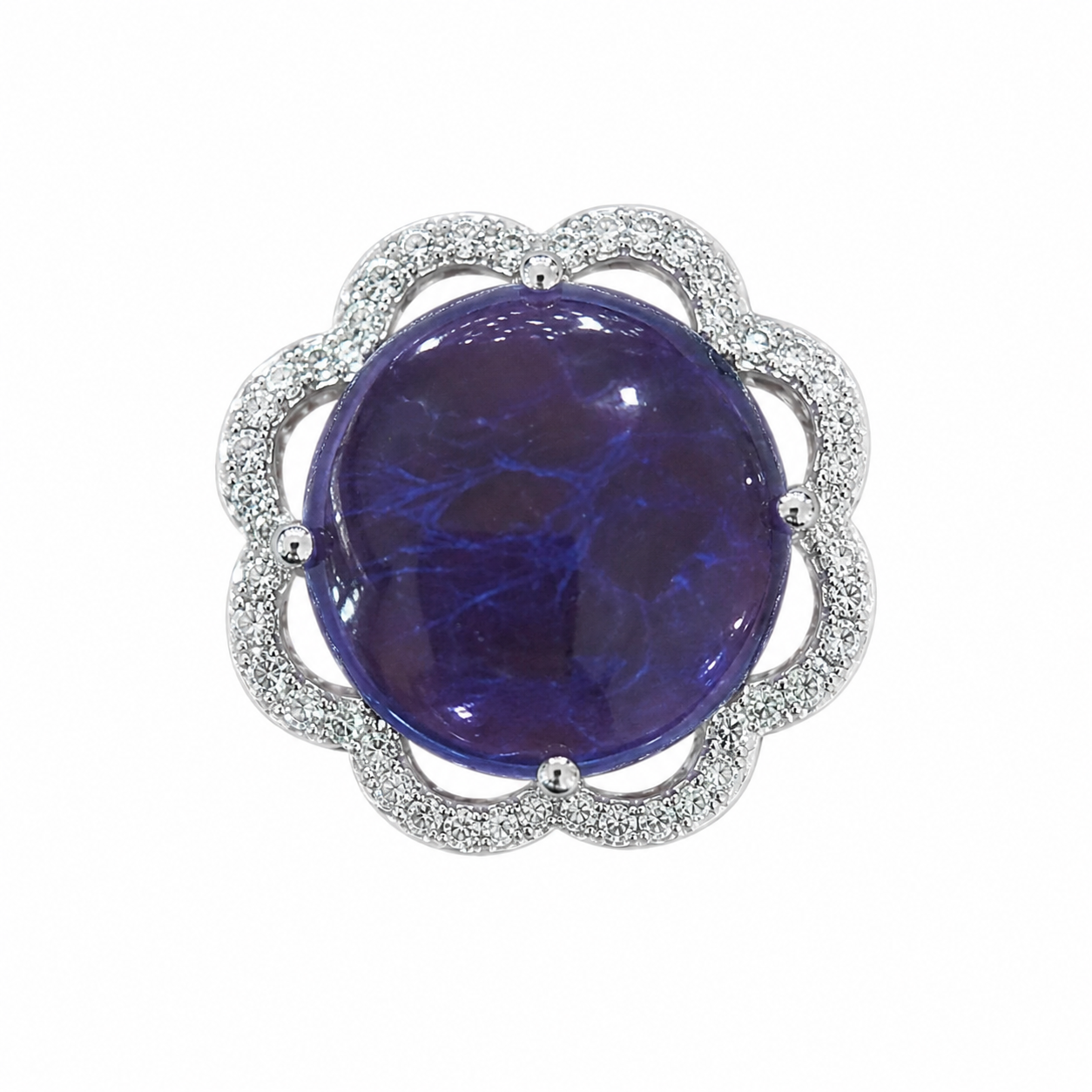 Tanzanite Cabochon Flower Ring